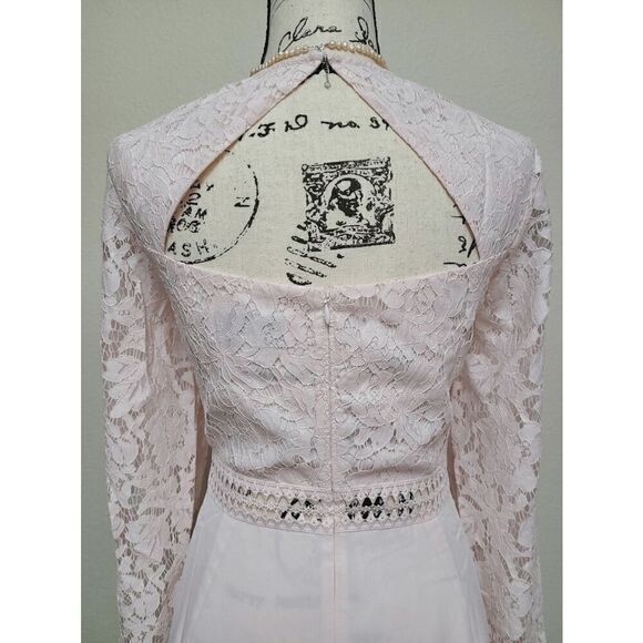 Pink Blush Lace Cocktail A-Line Long Sleeve Elegant Romantic Classy Dress XXL NW - Picture 12 of 16